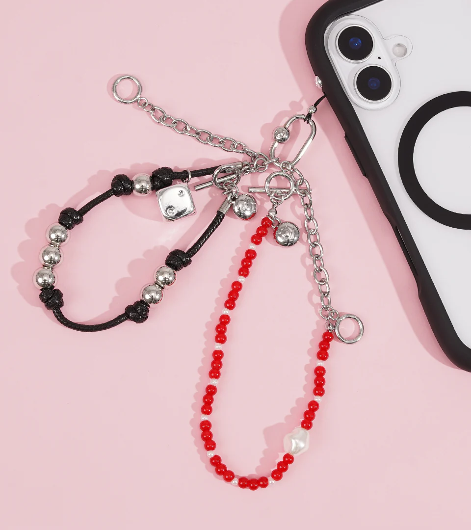 iFace Phone Charm 2way Strap_Black_SilverDice - Image 3