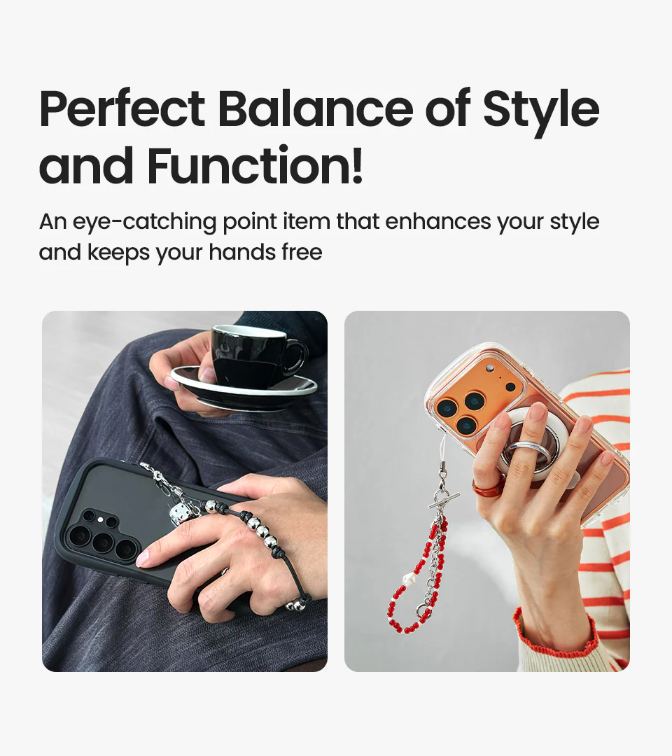 iFace Phone Charm 2way Strap_Black_SilverDice - Image 9